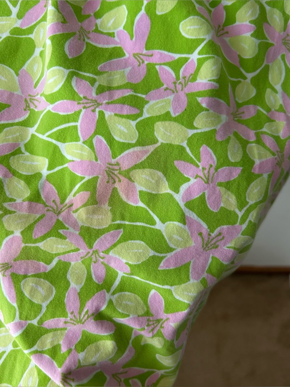 Lilly Pulitzer Vintage Cotton Maxi Skirt Floral Green Pink M - Picture 5 of 11